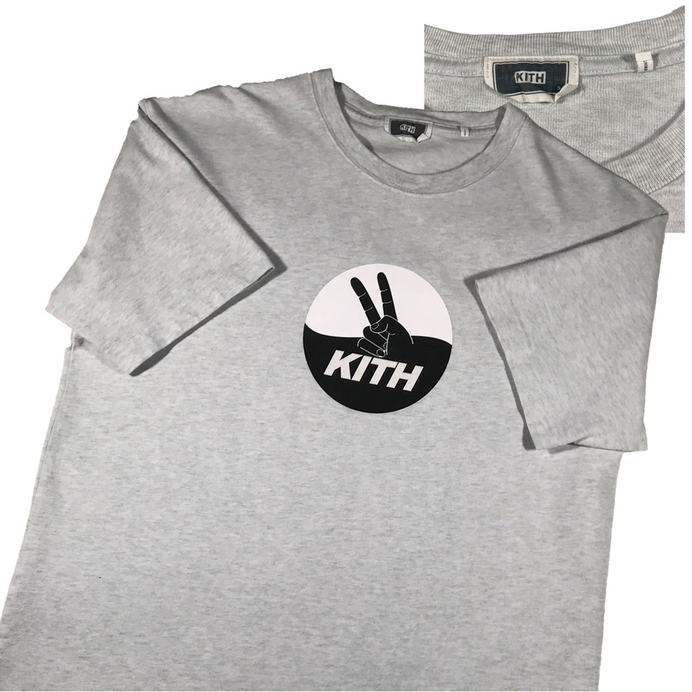 Kith piece sign t shirt stonewashed grey